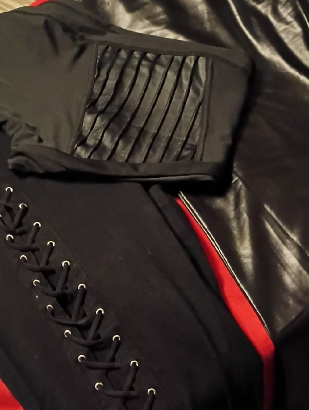 Black Lace-Up, Faux Leather, & Moto Leggin Lot